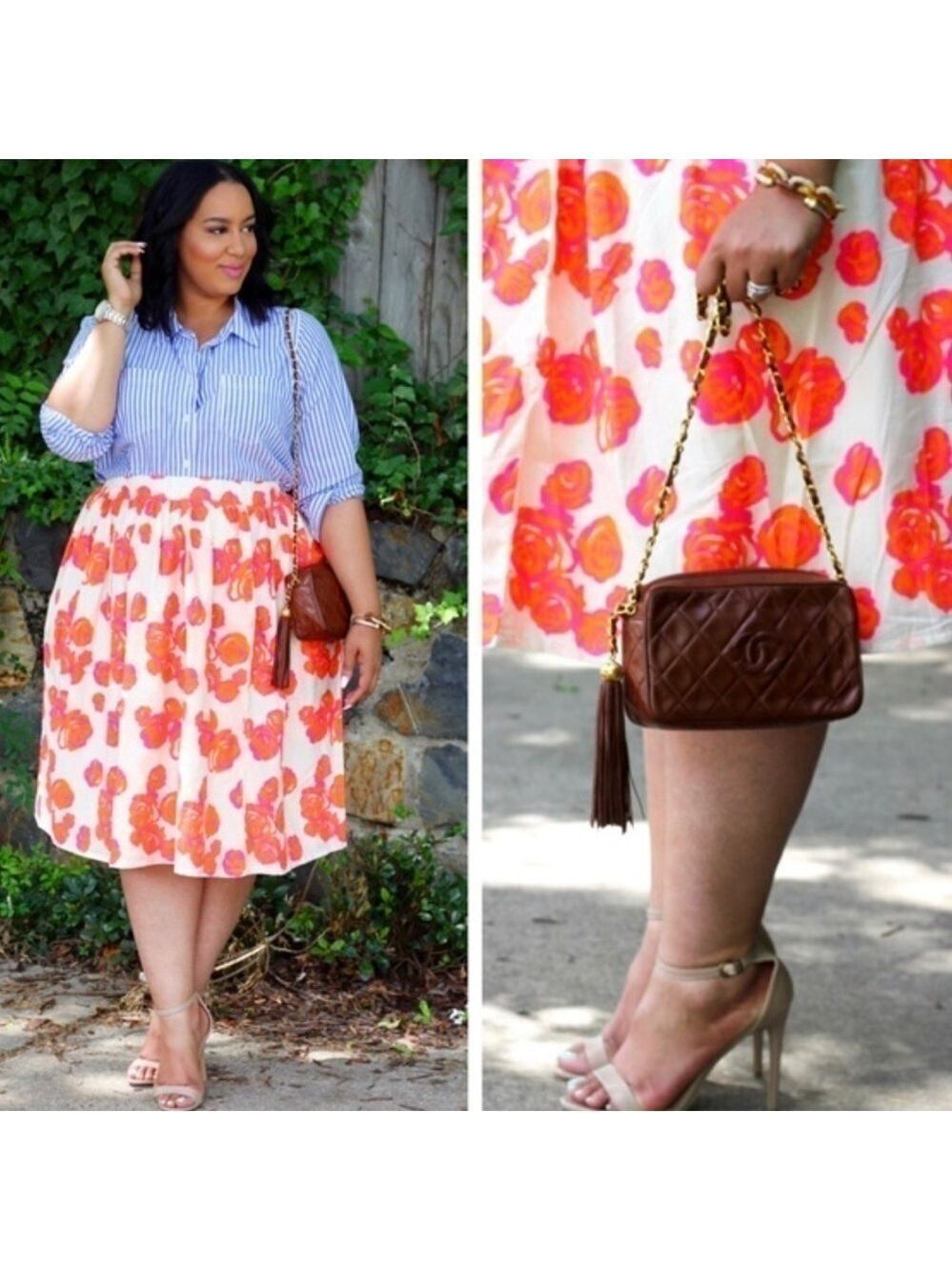 Lane Bryant Floral Pull On Cotton Rose MIDI Festival Beachy Skirt Plus 18/20 H9